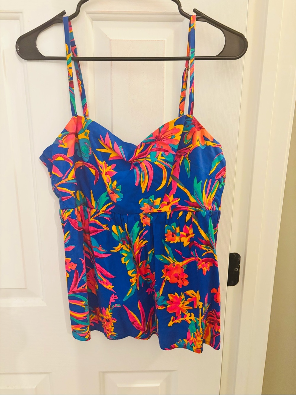 J. Crew Blue Tropical Floral Camisole